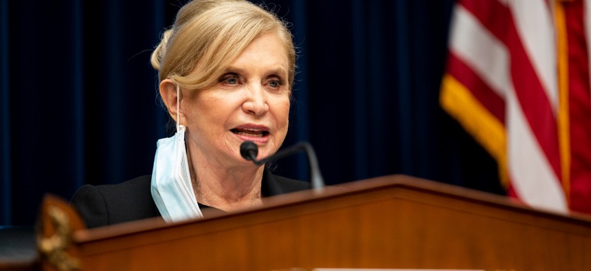 Rep. Carolyn Maloney chairs an October 2021 hearing of the House Committee on Oversight and Reform