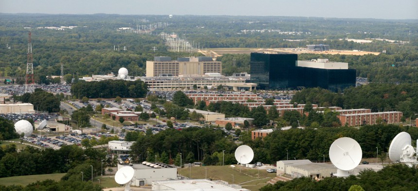 An aerial view of the National Security Agency and Central Security Service building in Fort Meade, Maryland from 2007.