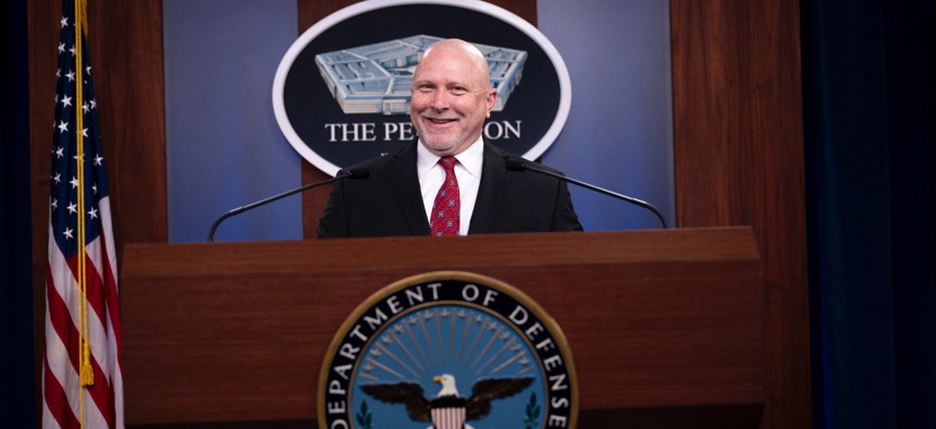 Department of Defense CIO for Cybersecurity David McKeown records a message for the RSA conference on April 28, 2021. McKeown detailed new zero trust plans for defense agencies on Tuesday.