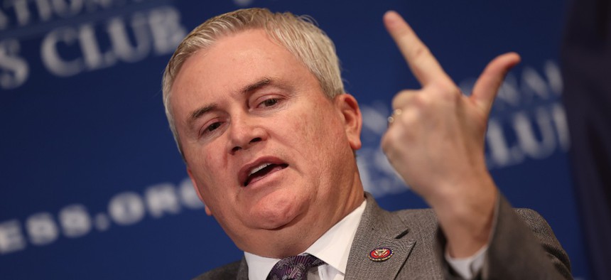 Rep. James Comer, R-Ky., speaks at the National Press Club on Monday. 