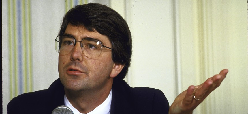 Harvard professor and future secretary of defense Ash Carter speaks at a 1986 conference.