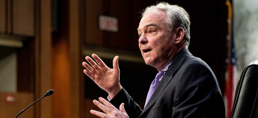 Sen. Tim Kaine, D-Va., said: “I’m introducing legislation to protect the merit-based federal hiring system and help ensure our federal workers are hired based on their qualifications, not their politics.”