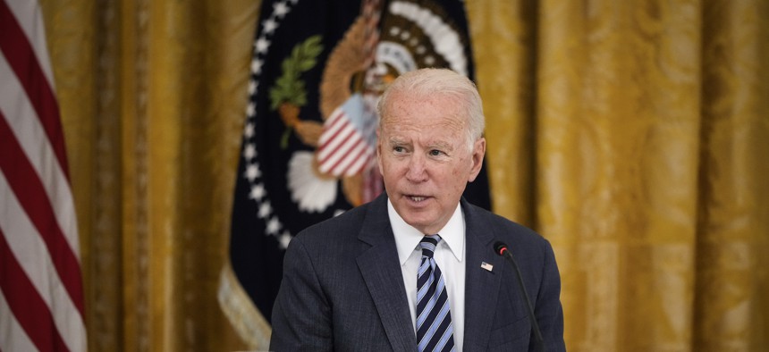 President Joe Biden speaks at an August 2021 White House meeting on cybersecurity